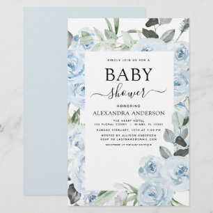 Budgeten Dusty Blue Baby Shower Blommigt Greenery