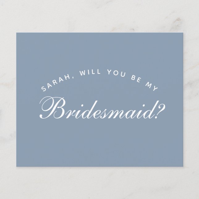 Budgeten Dusty Blue Calligraphy Bridesmaid Frieri (Framsida)