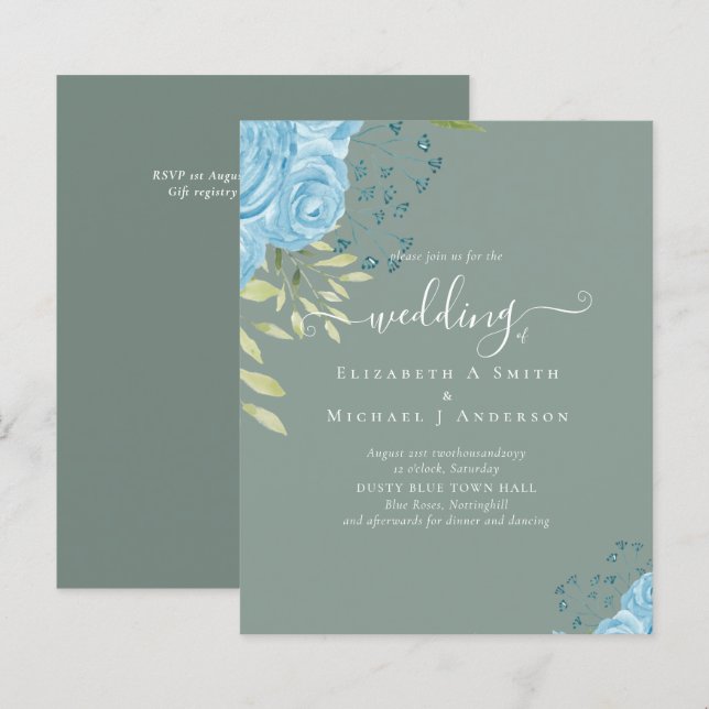 BUDGETEN Dusty Blue Ro Bröllop (Fram/baksida)