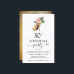 Budgeten Elegant Guld Högklackar 30års födelsedag<br><div class="desc">Modern Elegant Guld Tropical Blommigt Guld Högklackar 30års födelsedag Party bjudande in med våra glamorösa glitzy Vattencolor guld high heel omgiven av tropiska blommor från rosa och grönt. Bakgrunden är en lyxig vattenfärgstvätta i guld. Enkel att anpassa med din information för en enkel inbjudan från elegant födelsedagsfest. **Vårt BUDGETpapper är...</div>