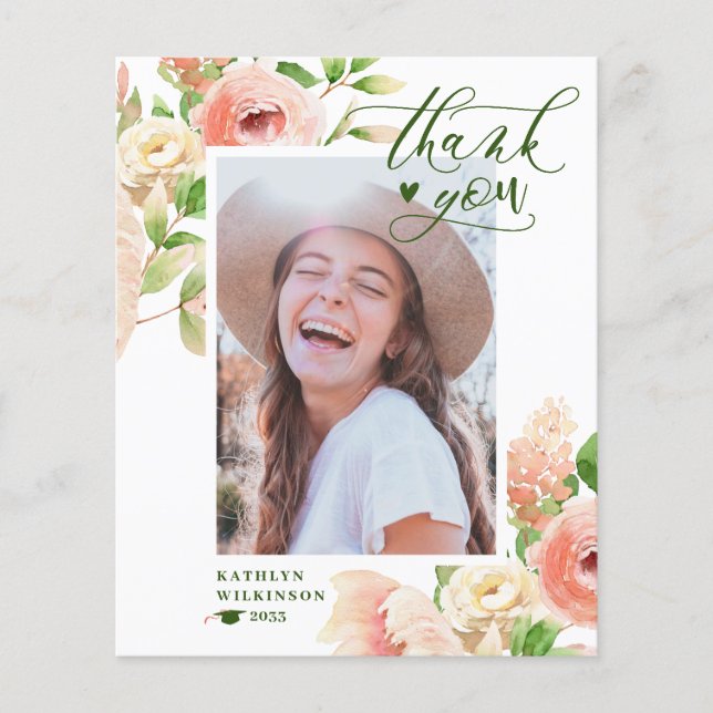 BUDGETEN Elegant Rosa ros Blommigt - tackkort (Framsida)