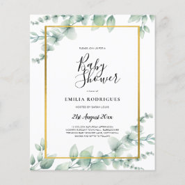BUDGETEN Eucalyptus BABY SHOWER GULD QR CODE INBJU Flygblad