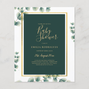 BUDGETEN Eucalyptus BABY SHOWER GULD QR CODE INBJU Flygblad