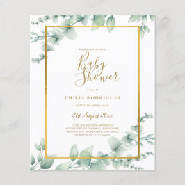 BUDGETEN Eucalyptus BABY SHOWER GULD QR CODE INBJU Flygblad