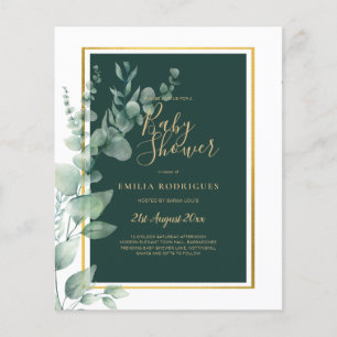 BUDGETEN Eucalyptus BABY SHOWER GULD QR CODE INBJU Flygblad