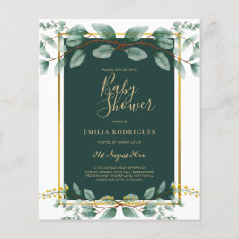 BUDGETEN Eucalyptus BABY SHOWER GULD QR CODE INBJU Flygblad