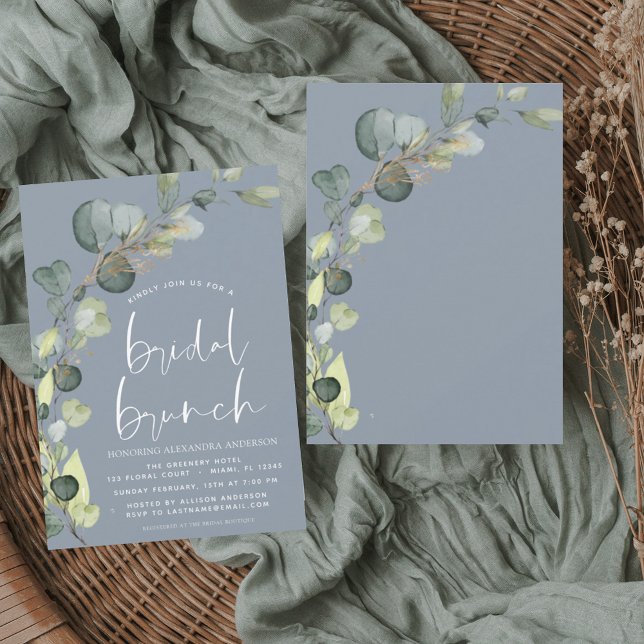 Budgeten Eucalyptus Dusty Blue Möhippa Brunch Flygblad (Skapare uppladdad)