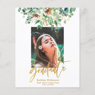 BUDGETEN Eucalyptus Elegant Guld Grad-inbjudan Flygblad