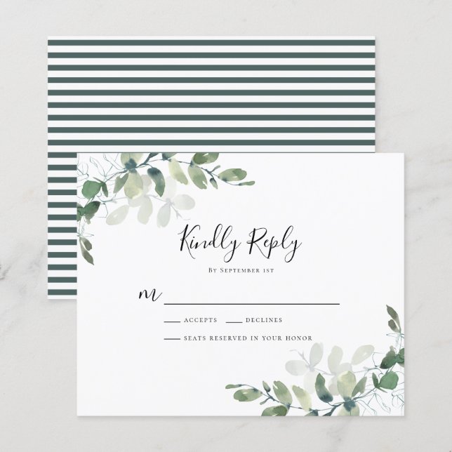 BUDGETEN Eucalyptus Greenery Bröllop OSA Card (Fram/baksida)