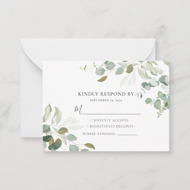 BUDGETEN Eucalyptus Greenery Bröllop OSA Card Anteckningskort (Framsida)