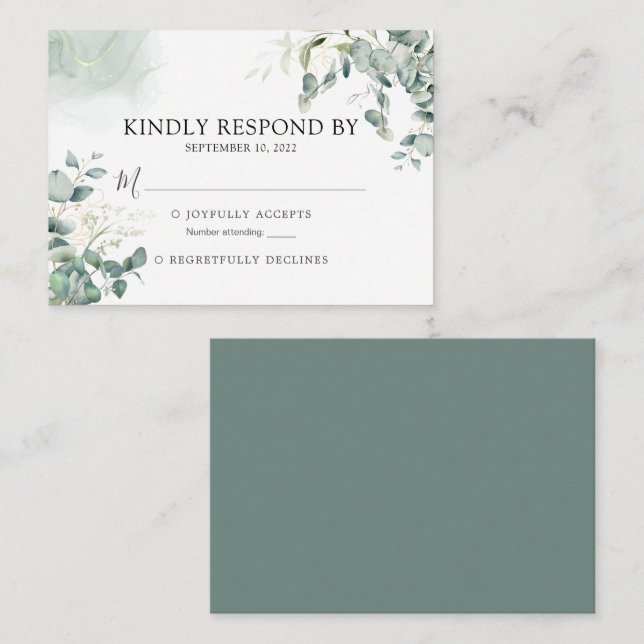 BUDGETEN Eucalyptus Greenery Bröllop OSA Card Anteckningskort (Fram/baksida)