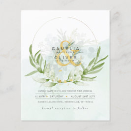 BUDGETEN Eucalyptus Greenery Guld Bröllop QR CODE  Flygblad