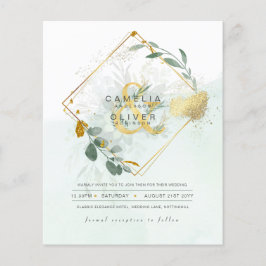 BUDGETEN Eucalyptus Greenery Guld Bröllop QR CODE  Flygblad