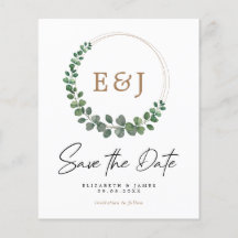 BUDGETEN Eucalyptus Minimalist Bröllop spara datum