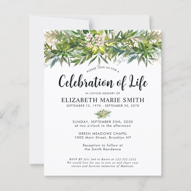 Budgeten Firande i Life Greenery Löv Funeral (Framsida)