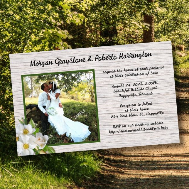 Budgeten för Beach Ro Wood Wedding Papper Flygblad (Skapare uppladdad)