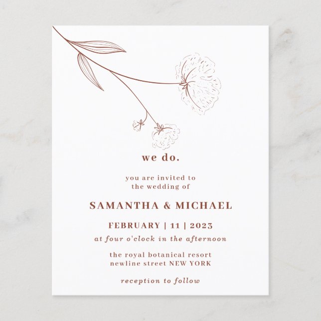 Budgeten för Bomull Flower Terracotta Botaniskt gö Flygblad (Framsidan)