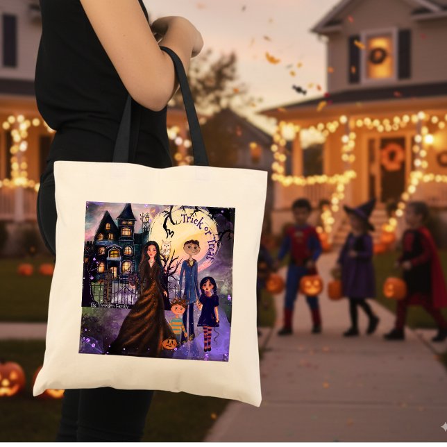 Budgeten för Bus eller godis i hemmet Tygkasse (Haunted House Trick or Treat Budget Tote Bag)