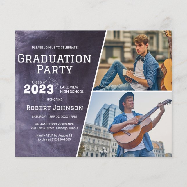 Budgeten för Chalkboard High School Photo Grad Par (Framsida)