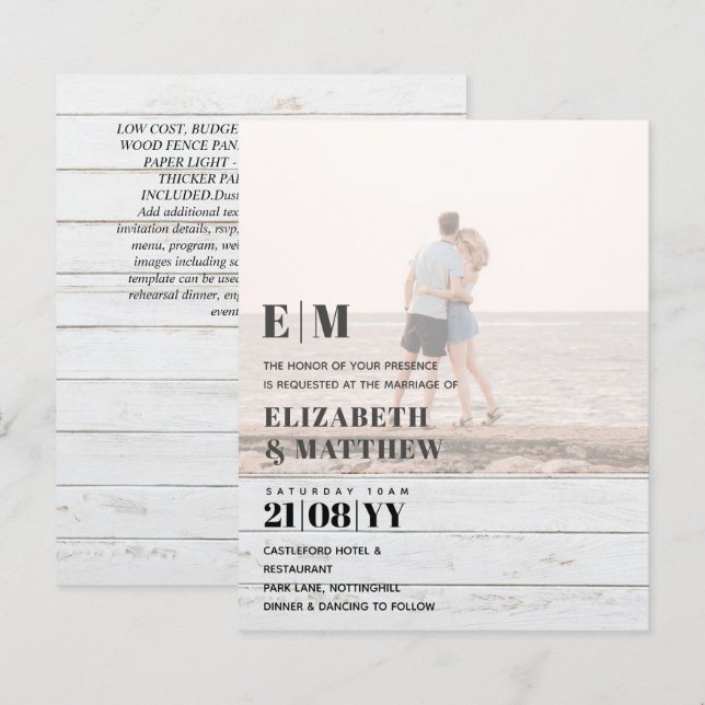 BUDGETEN FÖR DEN GAMLA PHOTO OVERLAY Wedding (Fram/baksida)