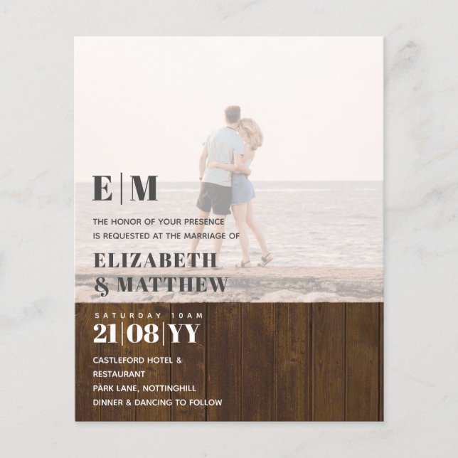 BUDGETEN FÖR DEN GAMLA PHOTO OVERLAY Wedding Flygblad (Framsidan)