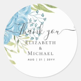 Budgeten för Dusty Blue Ro Lime Lövs Bröllop Runt Klistermärke