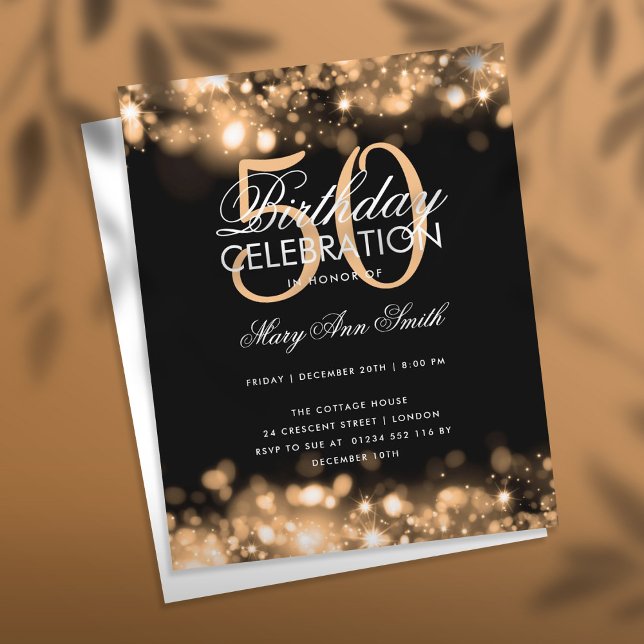 Budgeten för Eleganten Guld Glam Ljus Inbjudan (Skapare uppladdad)