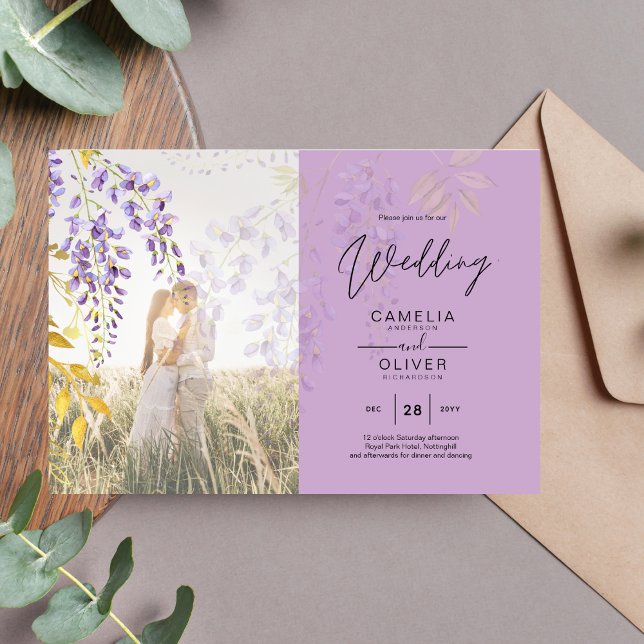 BUDGETEN FÖR FOTO WEDING INVITATION Wisteria Blomm (Skapare uppladdad)