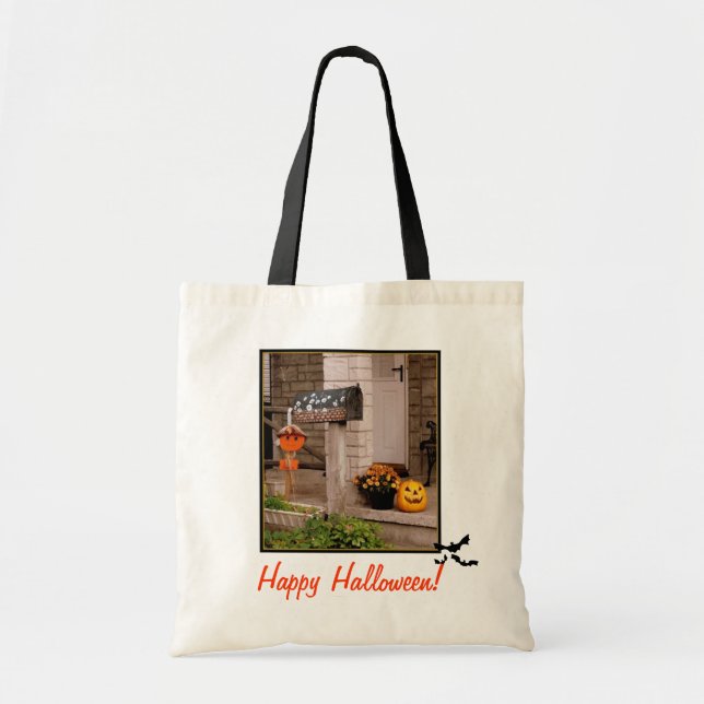 Budgeten för Halloween Porch Canvas Tote Tygkasse (Framsidan)
