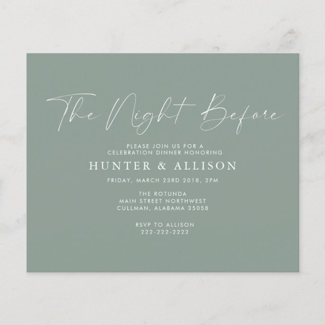 Budgeten för kvällen före | Inbjudan Flyer (Framsidan)