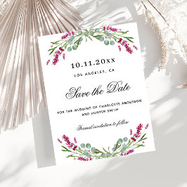 Budgeten för Lavender rosa blommigt bröllop spara  Flygblad