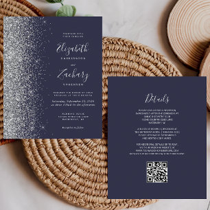 Budgeten för Mörk blått Silver Glitter QR-koden Br