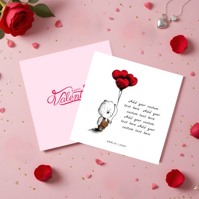 Budgeten för Nallen för ljudballongen valentines d Anteckningskort (Skapare uppladdad)