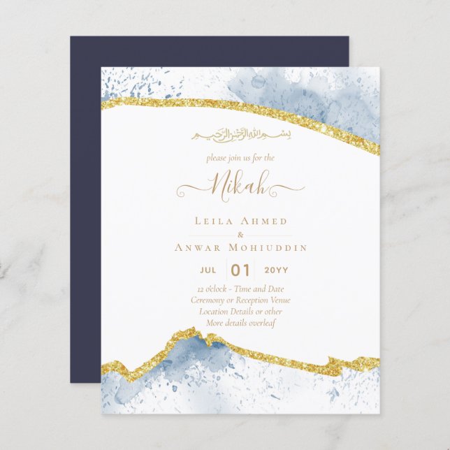 BUDGETEN FÖR NIKAH Islamic Bismillah bröllop (Fram/baksida)