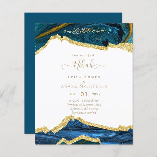 BUDGETEN FÖR NIKAH Islamic Bismillah bröllop (Fram/baksida)