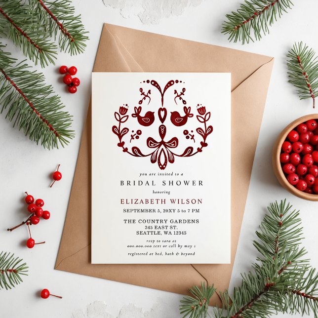 Budgeten för Nordiska fågeljägare - Möhippa (Budget Scandinavian Nordic Birds Christmas Bridal Shower Invitation)
