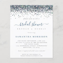 Budgeten för Peacock Blue Glitter Möhippa Inbjudan