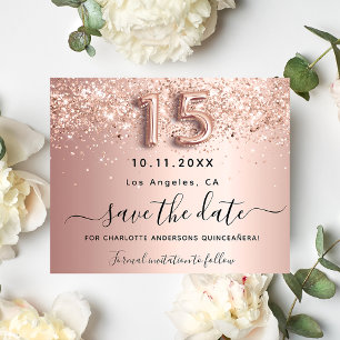 Budgeten för Quinceanera ro guld glitter sparar da Flygblad