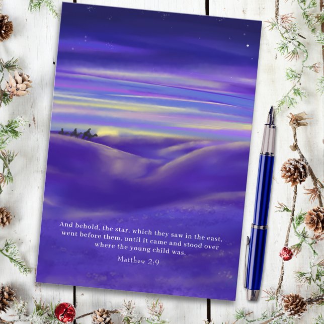 Budgeten för Religiösa med tre Kungar Helg Vykort (Three wise men watercolor bible quote religious Christmas holiday postcard )