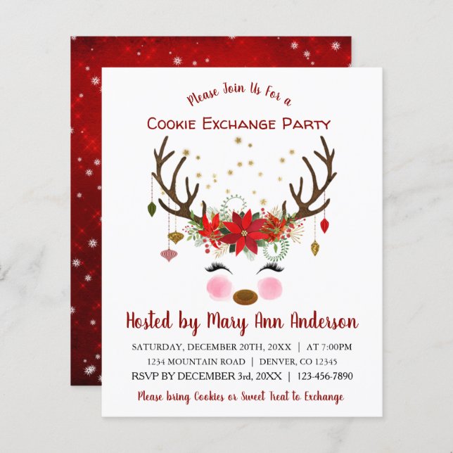 Budgeten för Renys jul Cookie Exchange Party (Fram/baksida)