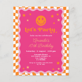 Budgeten för Rosa Orange Lycklig Ansikte Vågigt fö