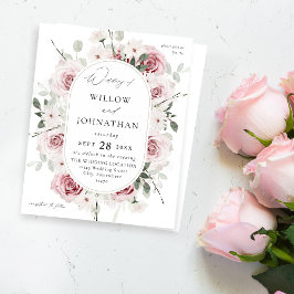Budgeten för Rosa ros och eukalyptus Blommigt Brö