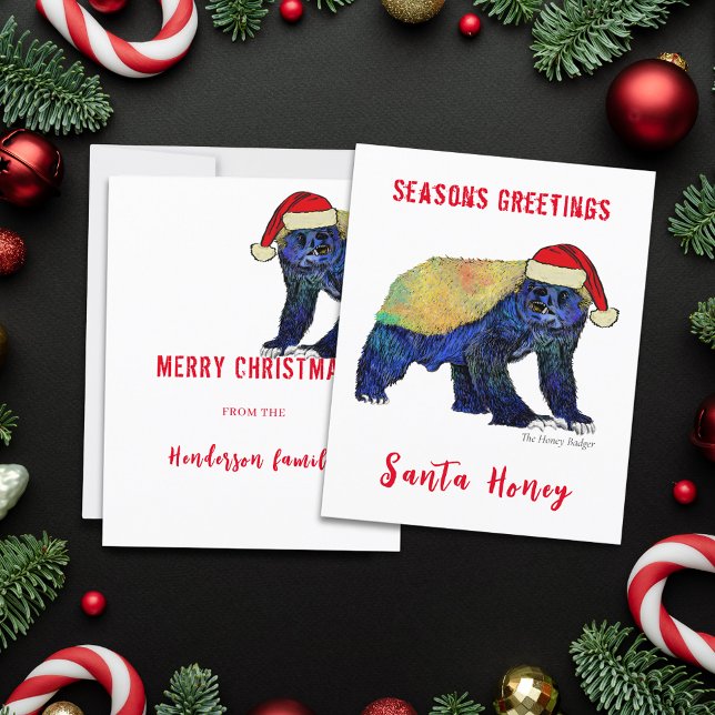 Budgeten för Santa Honey badger Funny Quote (Santa honey badger funny quote christmas wild animal custom budget holiday greetings card)