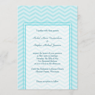 Budgeten för Soft Chevron Aqua Blue Bröllop Anpass Inbjudningar
