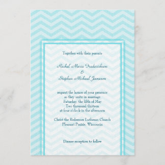 Budgeten för Soft Chevron Aqua Blue Bröllop Anpass Inbjudningar
