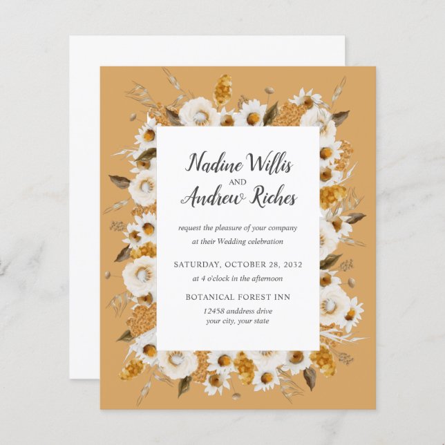 Budgeten för Stustic Chamomile Mimosa ram Bröllop (Fram/baksida)