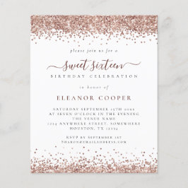Budgeten Glam Ro Guld Glitter Sweet sixteen Inbjud