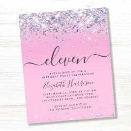 Budgeten Glitter 11:e Födelsedagsfest inbjudan