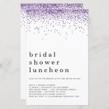 Budgeten Glitter Lila Möhippa Lunch Inbjudan