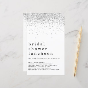 Budgeten Glitter Silver Möhippa Lunch Inbjudan